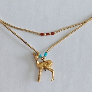 Vintage Gold tone and Deer  Pendant Necklaces